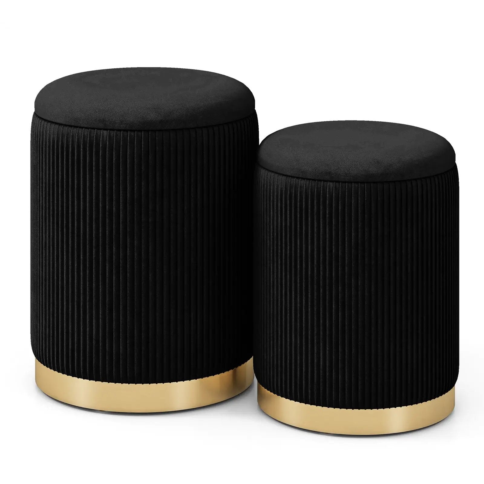 Velvet/Linen Fabric Storage Ottoman Set of 2 by DirectDeals