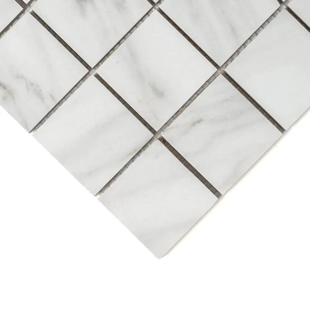 Venato Bianco Glossy Straight Joint 2x2 Porcelain Mosaics 12x12 by Stonetiledepot