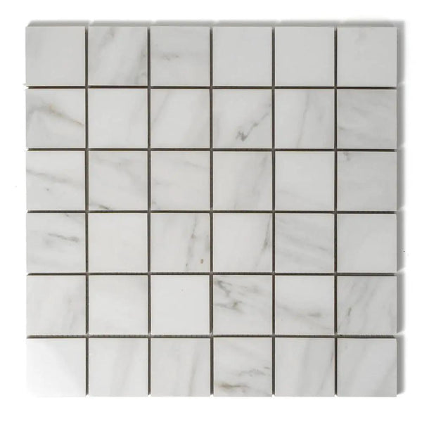 Venato Bianco Glossy Straight Joint 2x2 Porcelain Mosaics 12x12