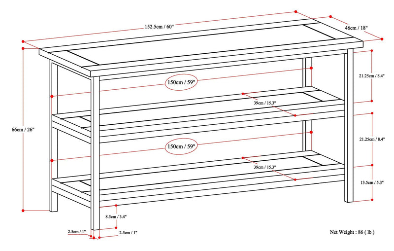 Skyler 60 Inch Wide Solid Mango Wood TV Stand in Dark by HouseOfZazla