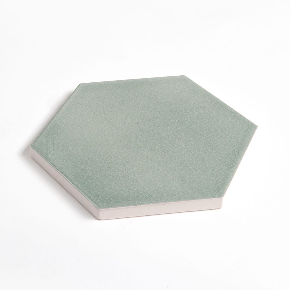 Verdant Crackled Hexagon 5 Ceramic Tiles 5x5 Ceramic Crackled 6x6 Tiles — 2