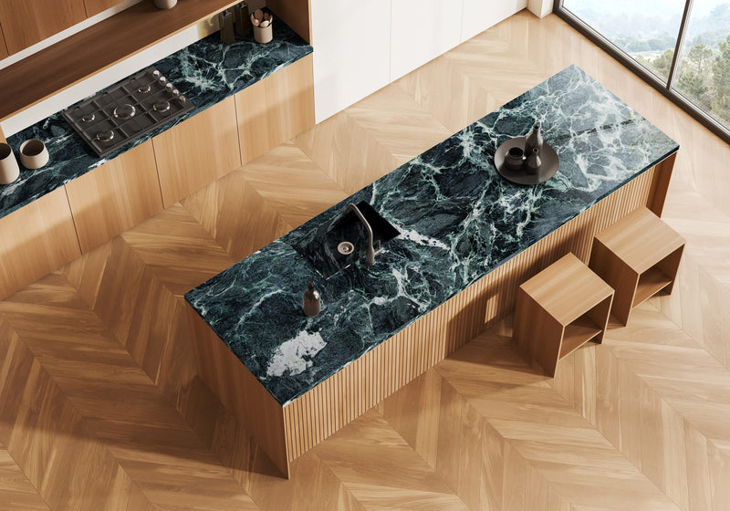 Verde Alpi Polished Marble Slab Random 1 1/4 room scene 2