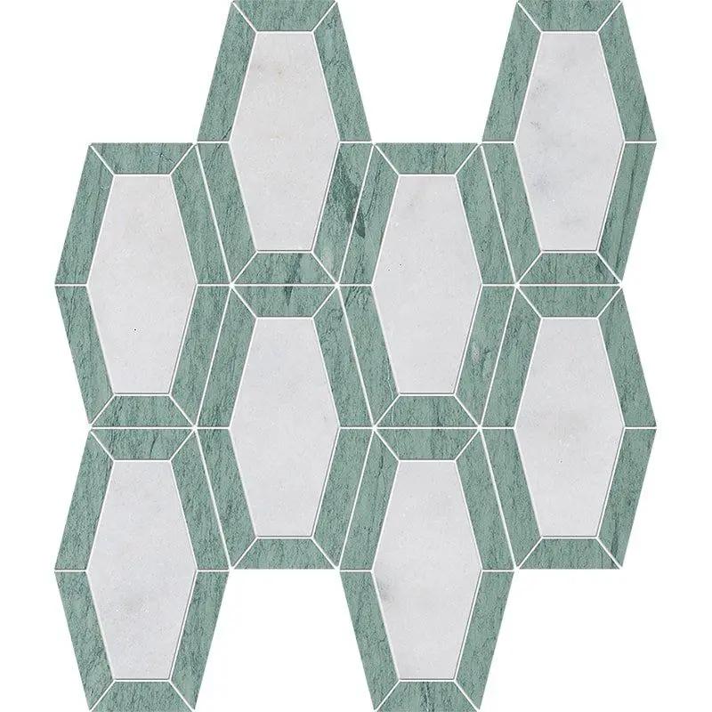 Verde Capri, Glacier Honed Lincoln Marble Mosaics 10 1/4x12 13/16 by Stonetiledepot