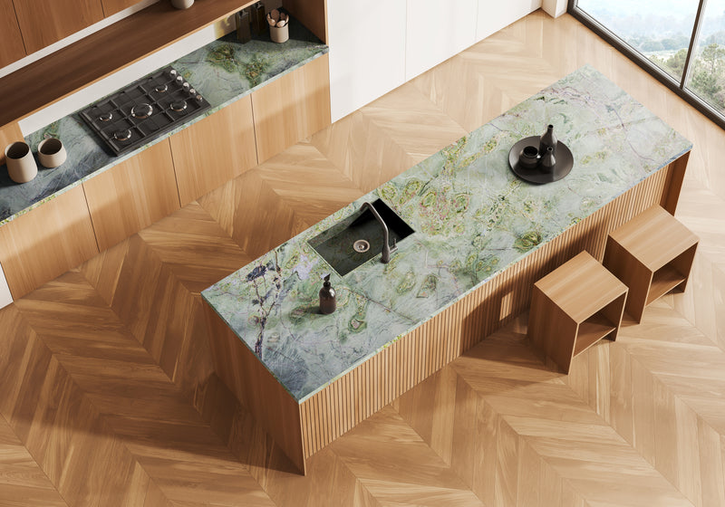 Verde Tifone Polished Marble Slab Random room scene