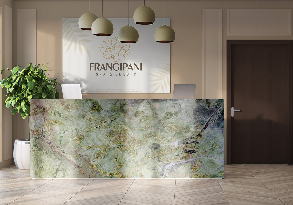 Verde Tifone Polished Marble Slab Random room scene 2