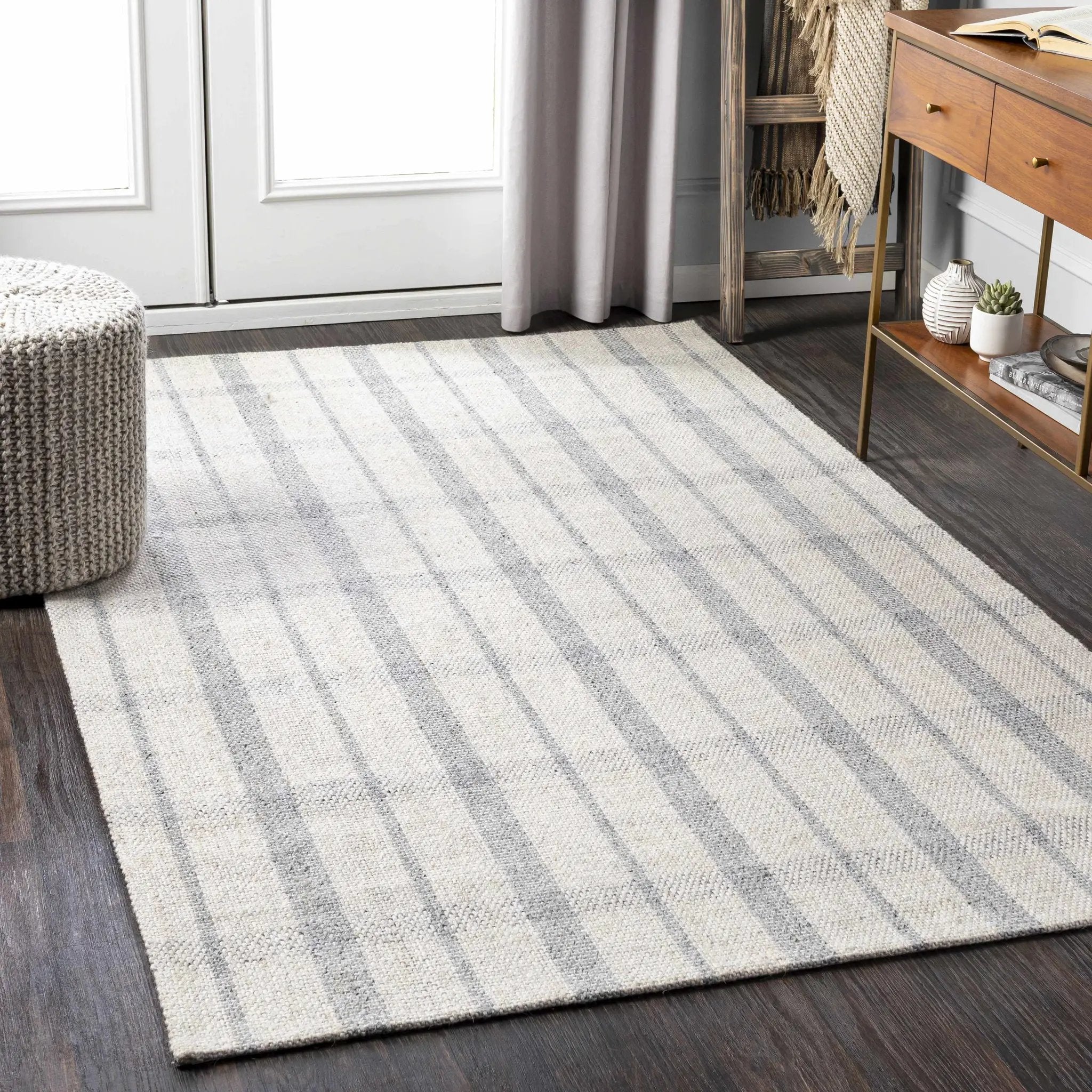 Verdon Light Gray Plaid Rug by Boutique Rugs