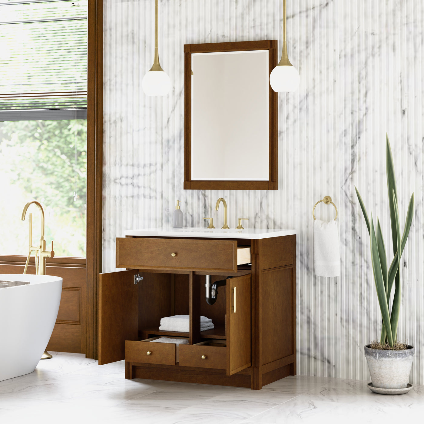 James Martin Bellshire 36" Single Bathroom Vanity, Honey Oak, view 34