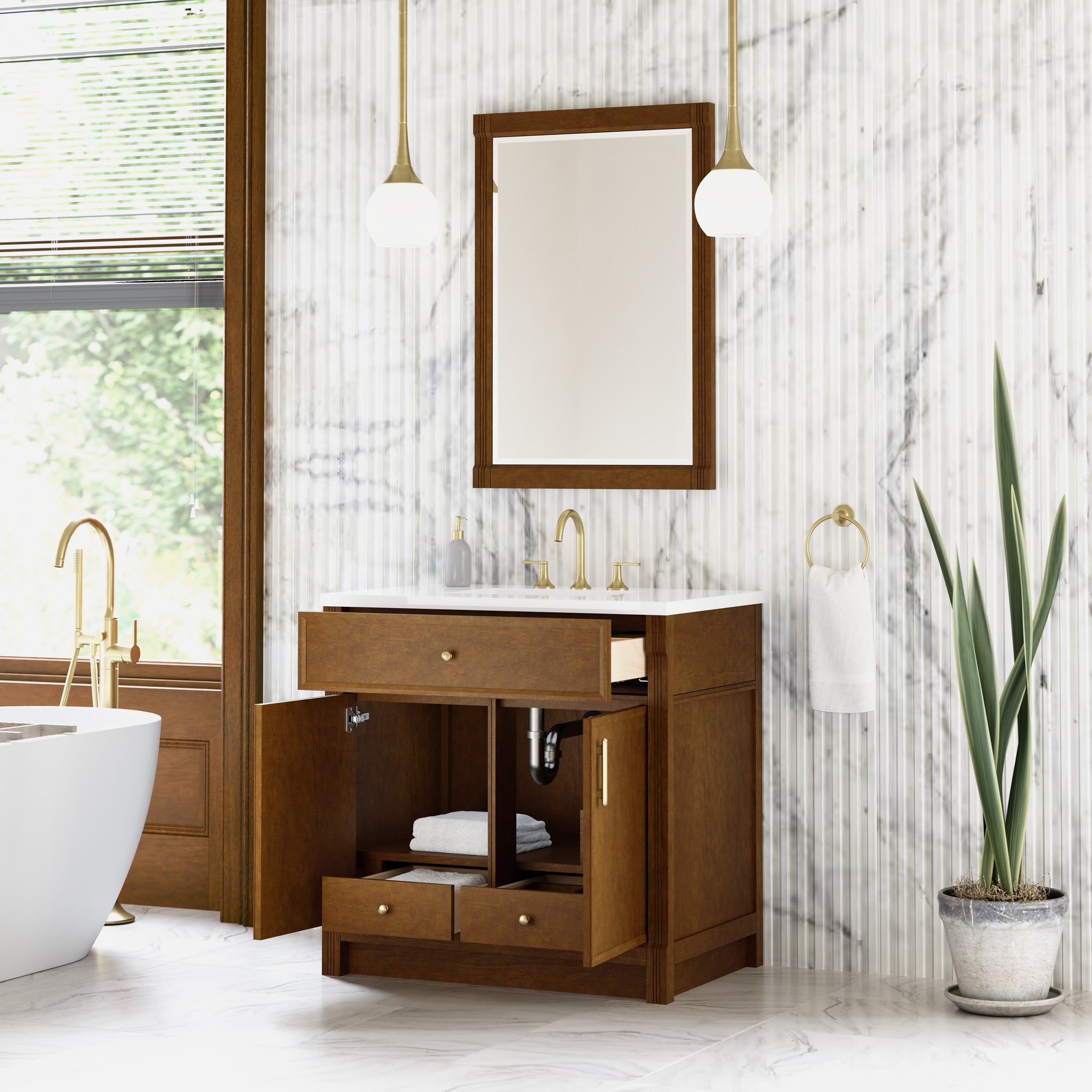 James Martin Bellshire 36" Single Bathroom Vanity, Honey Oak, view 34