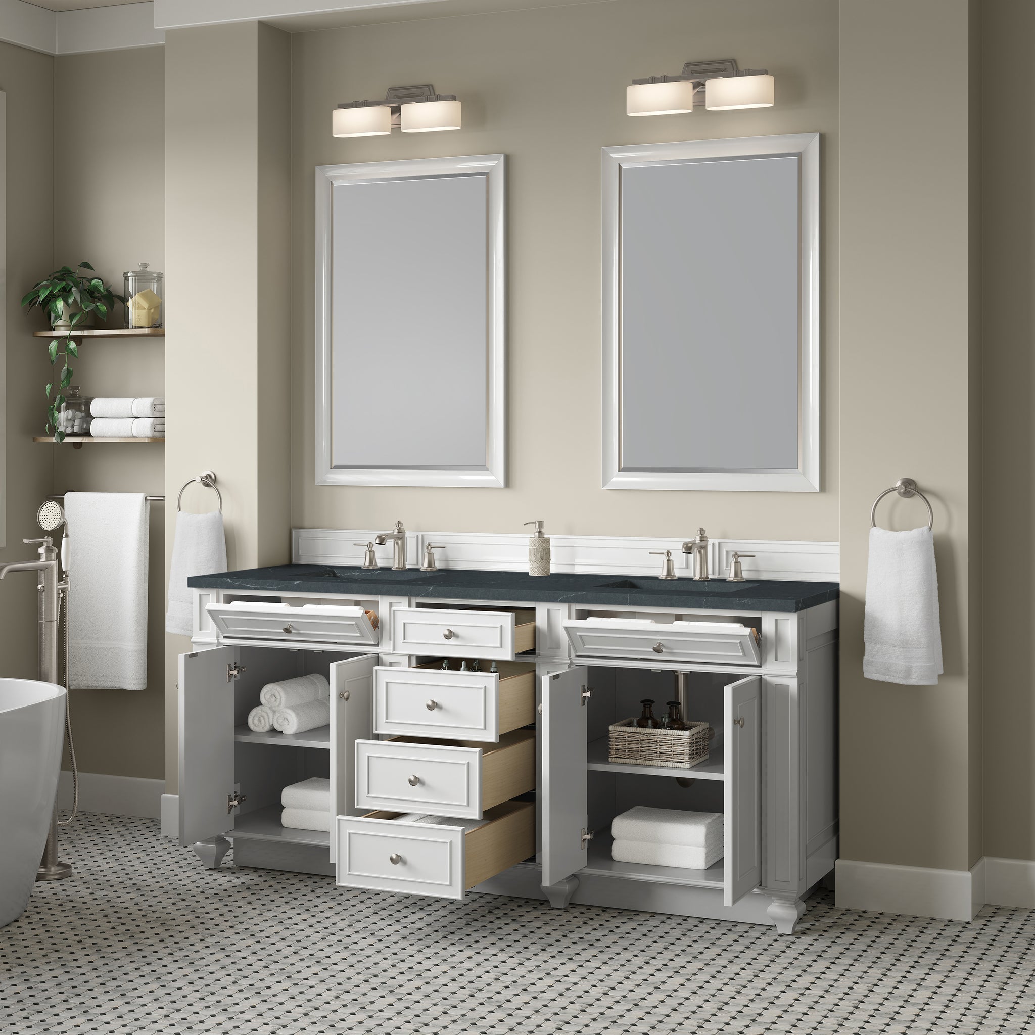James Martin Bristol 72" Double Bathroom Vanity, Bright White by James Martin
