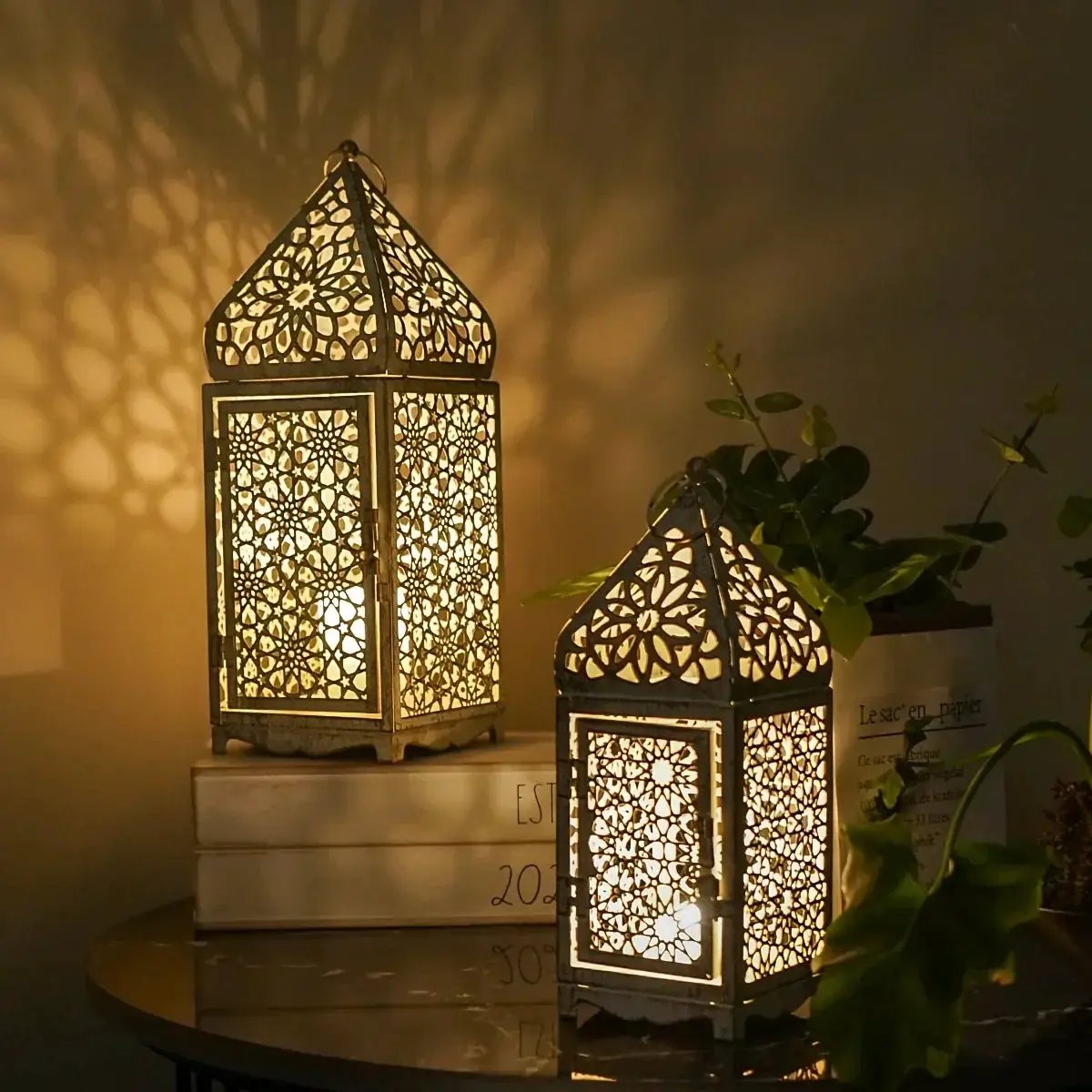 Vintage Moroccan Iron Candle Holder Set by House Of Avana