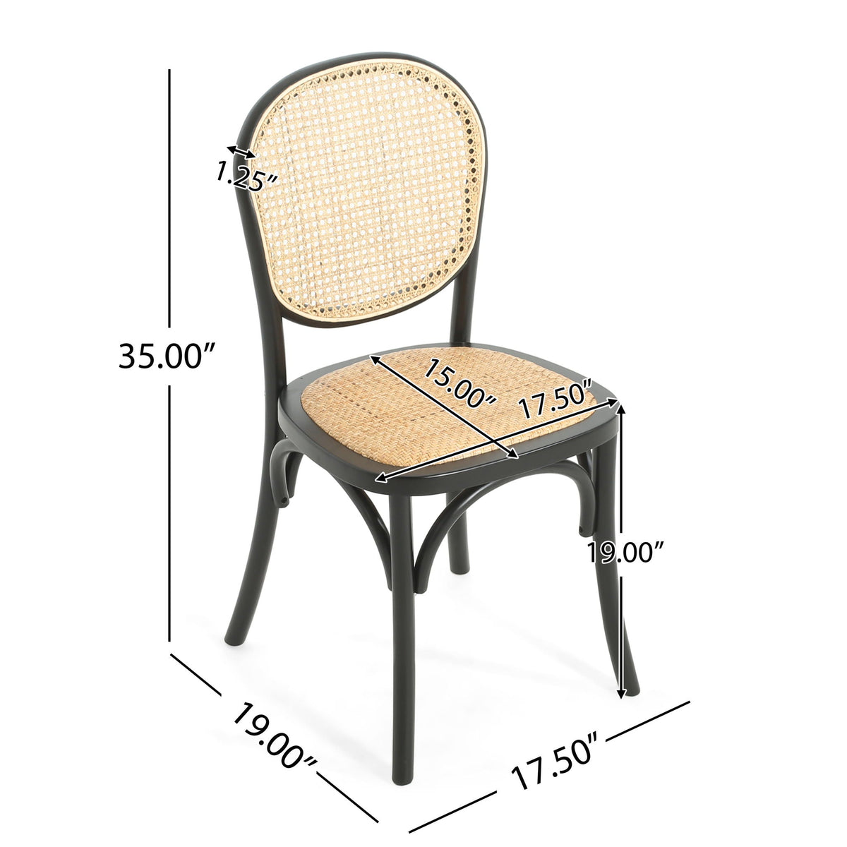 Vintage Style Dining Chairs Set of 2 with Birch Wood Frame and Rattan – Light Brown or Beige, photo 6 of 8