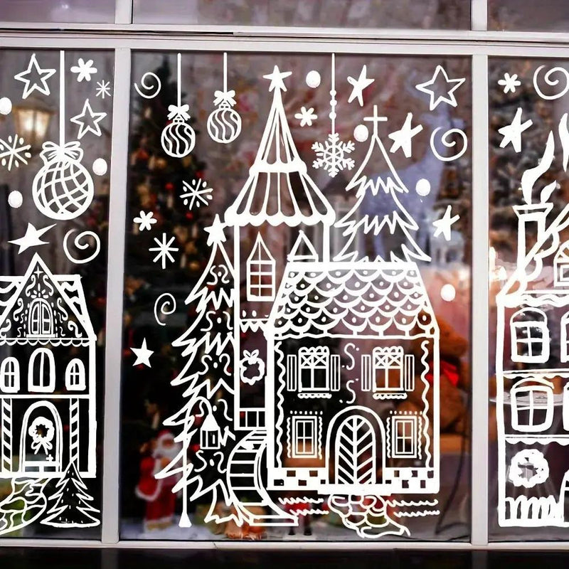 Vinyl Christmas Window Stickers with Snowflake and Snowhouse Designs by House Of Avana