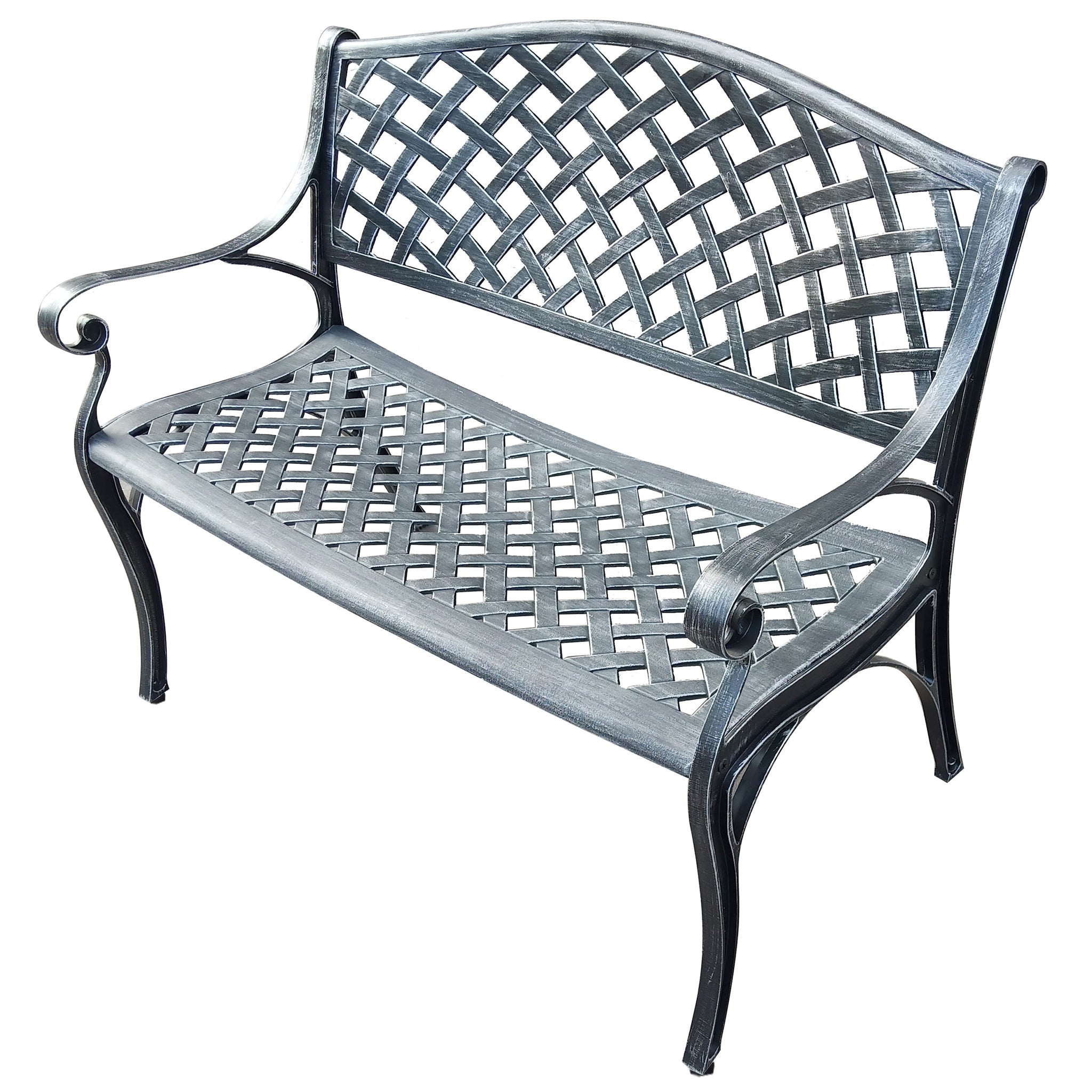 Outdoor Aluminum Modern 40-in Grey Patio Bench Loveseat by Sharicks