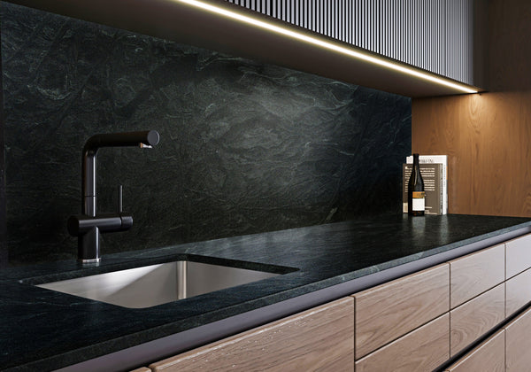 Virginia Mist Honed&Leather Granite Slab Random room scene
