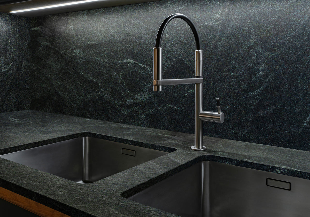 Virginia Mist Honed&Leather Granite Slab Random room scene 2
