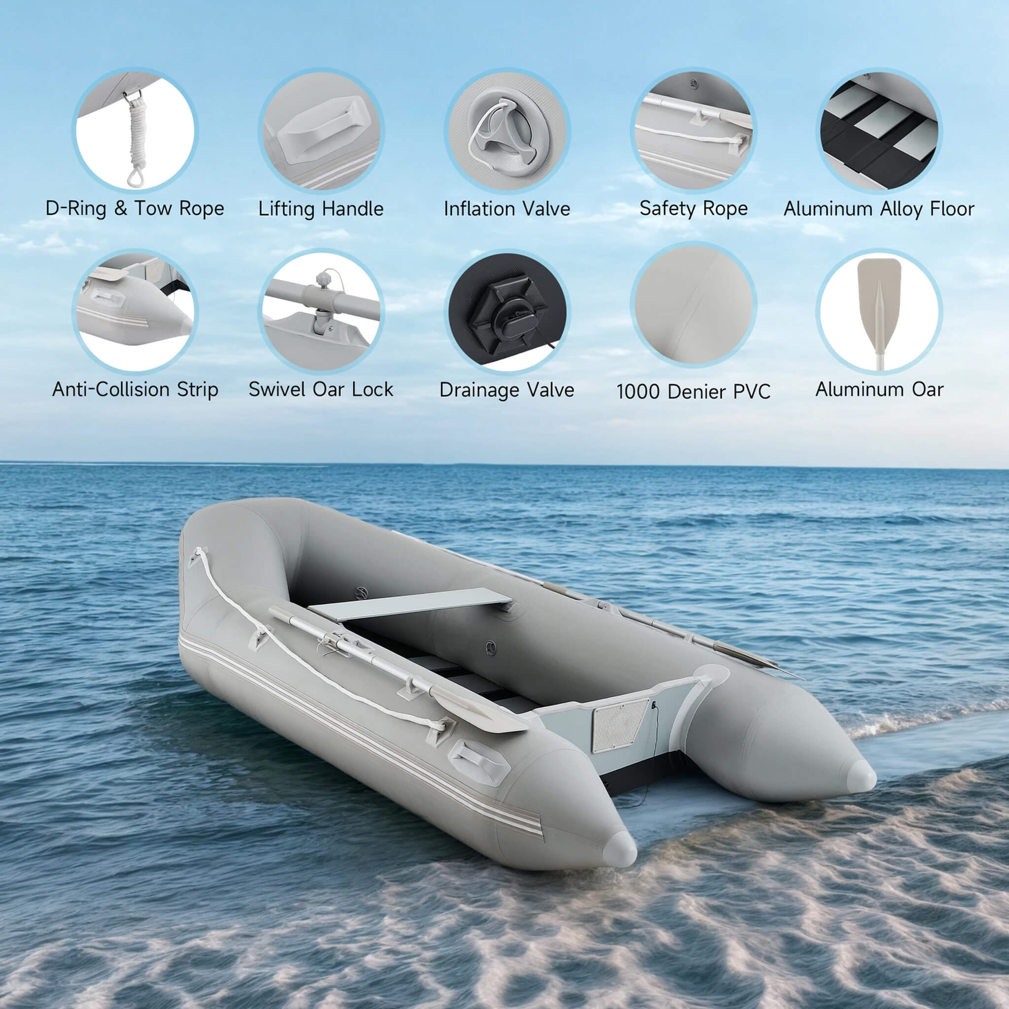 Virtue US 10FT 4-Person Heavy-Duty Inflatable Dinghy Transom Sport Tender Boat (SAK98153) by SAKSBY WHOLESALE