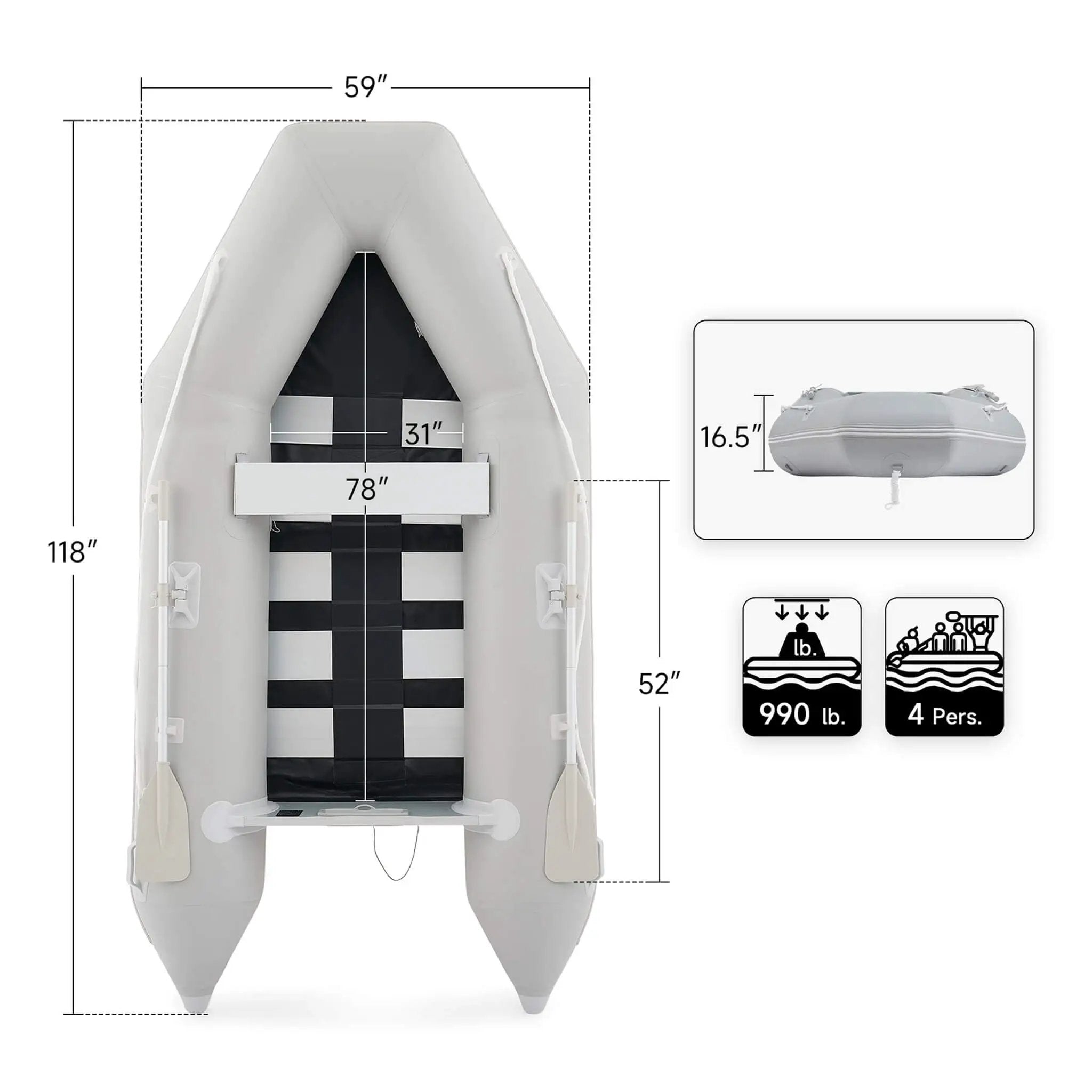 Virtue US 10FT 4-Person Heavy-Duty Inflatable Dinghy Transom Sport Tender Boat (SAK98153) by SAKSBY WHOLESALE