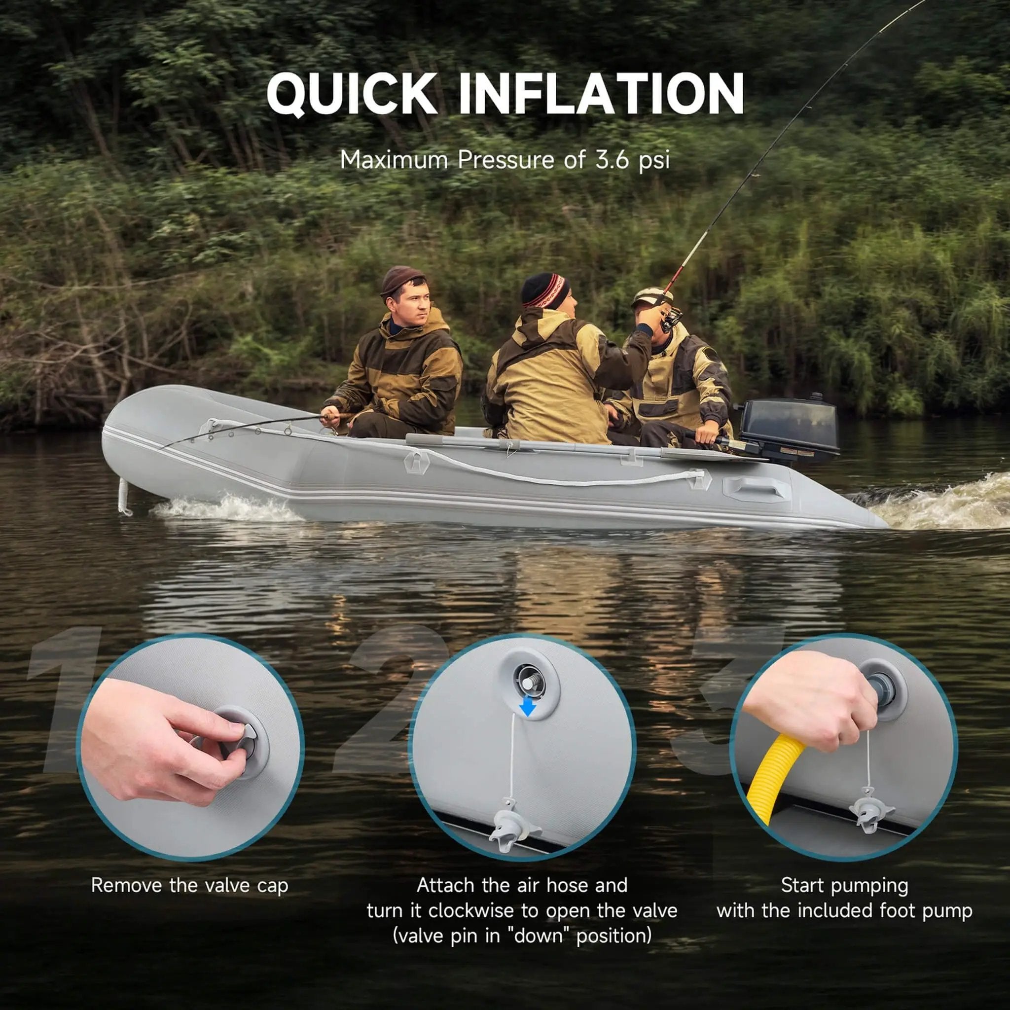 Virtue US 10FT 4-Person Heavy-Duty Inflatable Dinghy Transom Sport Tender Boat (SAK98153) by SAKSBY WHOLESALE