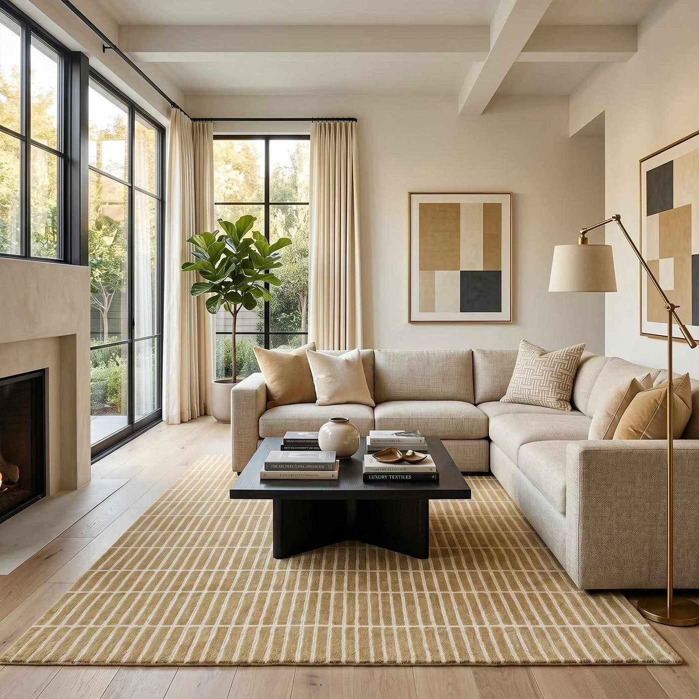Finial Yellow Wool Area Rug by Boutique Rugs
