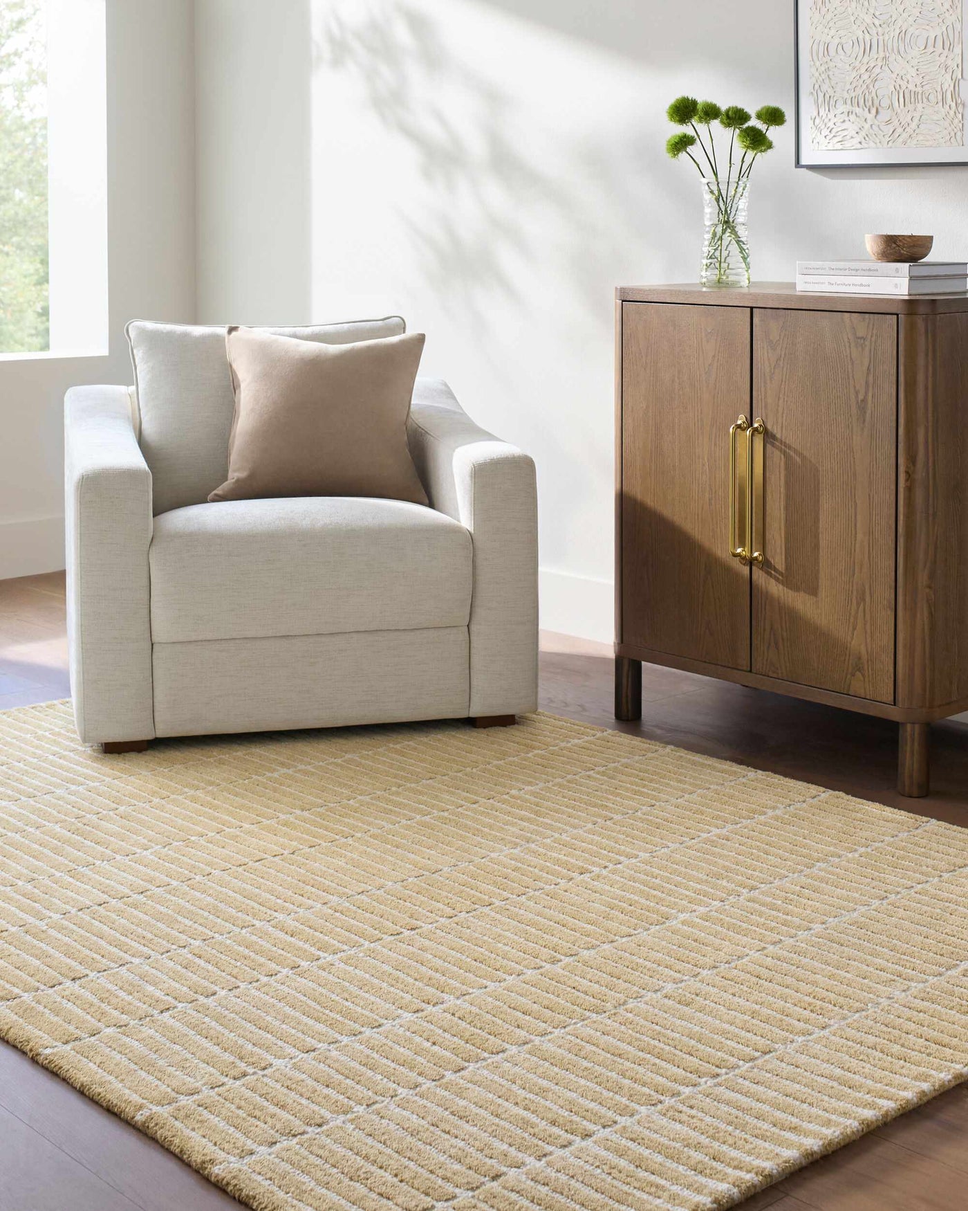 Finial Yellow Wool Area Rug by Boutique Rugs