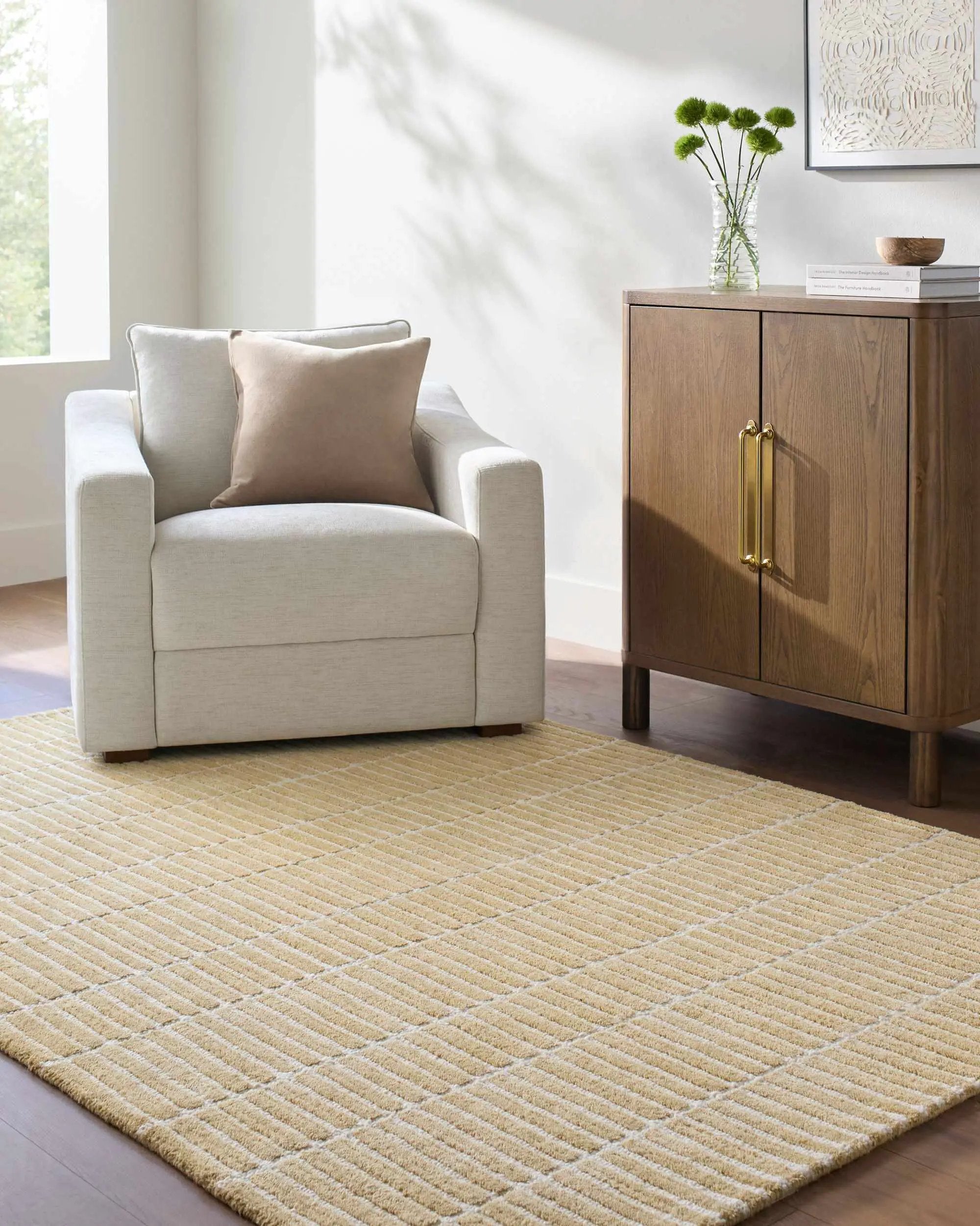 Finial Yellow Wool Area Rug by Boutique Rugs