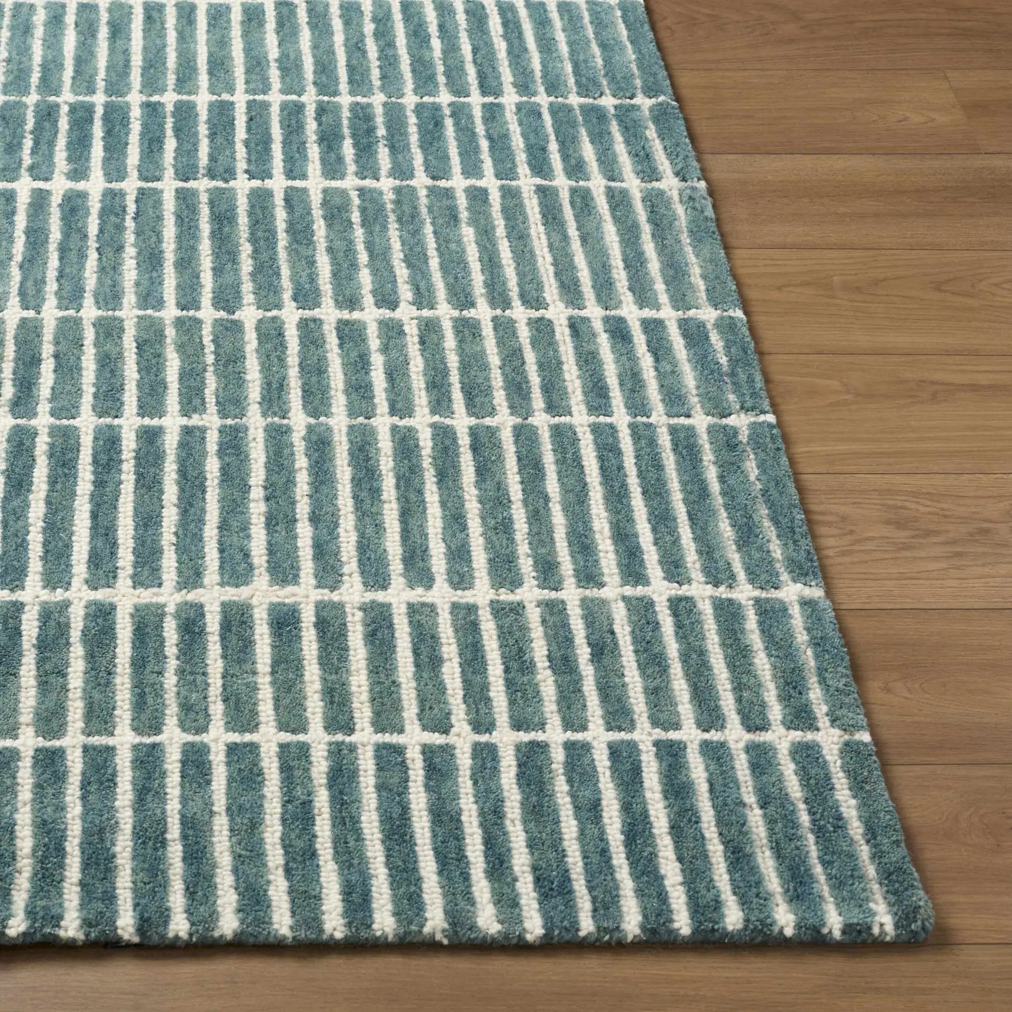 Finial Blue Wool Area Rug by Boutique Rugs