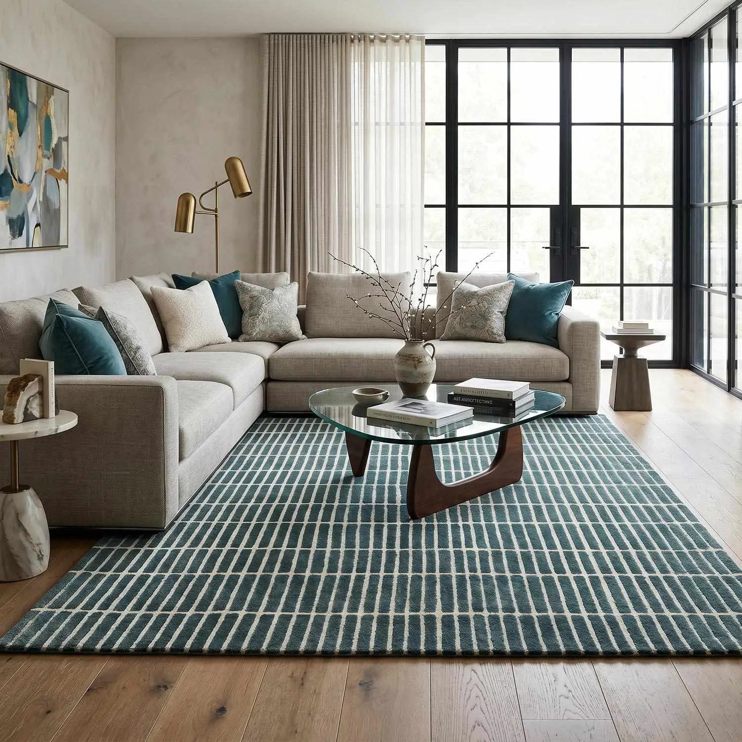 Finial Blue Wool Area Rug by Boutique Rugs