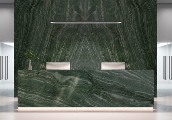 Vivid Green Polished Quartzite Slab Random room scene