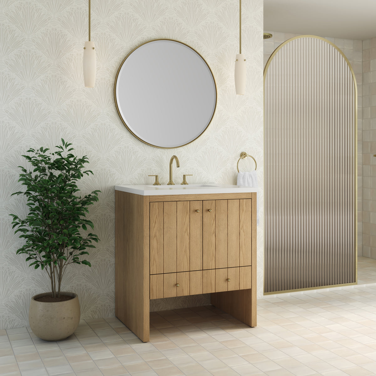 James Martin Hudson 30" Single Bathroom Vanity, Light Natural Oak, view 34