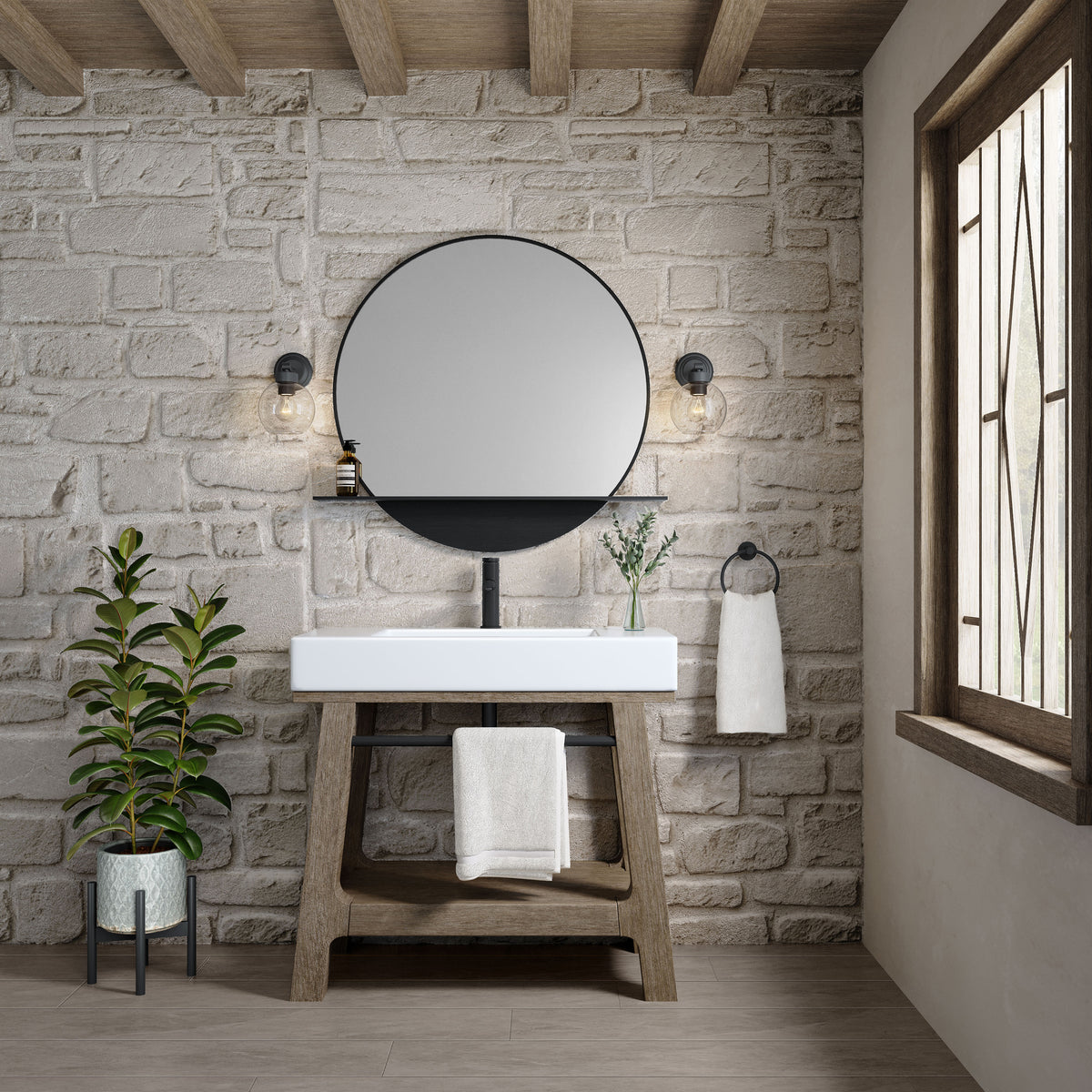 James Martin Auburn 36" Single Console Vanity, Weathered Timber, view 6