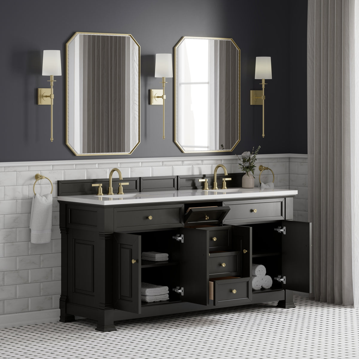 James Martin Brookfield 72" Double Bathroom Vanity, Black Onyx, view 31