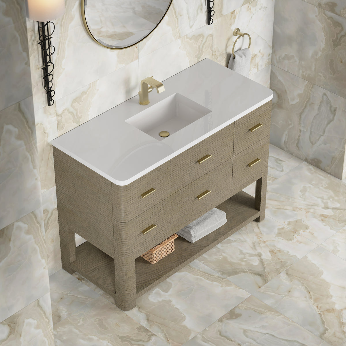 James Martin Lucian 48" Single Bathroom Vanity, Pebble Oak, view 24