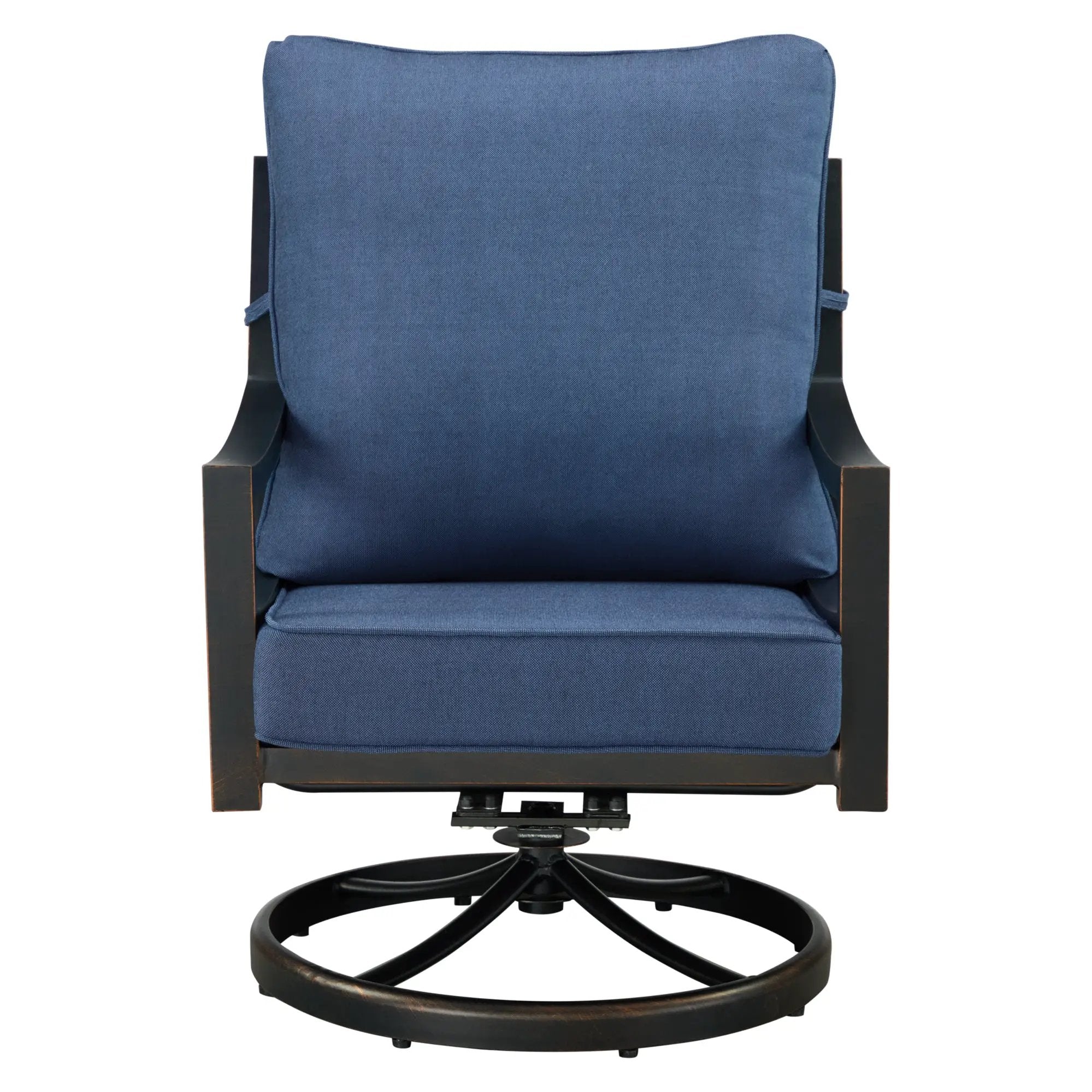 Pair of Black Aluminum Deep Seating Swivel Rocker Club Chairs with Cushions by Sharicks
