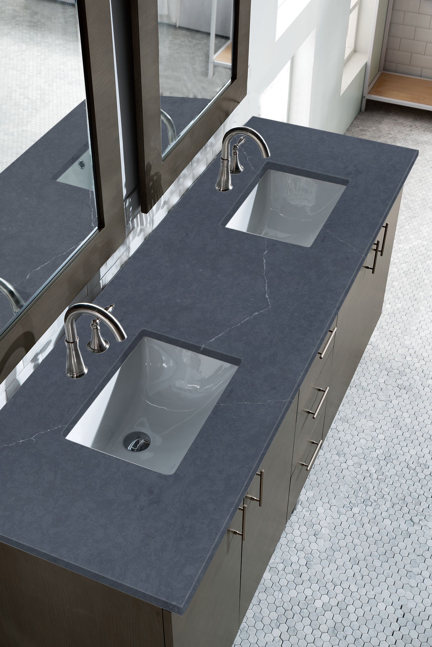 James Martin Metropolitan 72" Dual Mount Double Bathroom Vanity, Silver Oak by James Martin