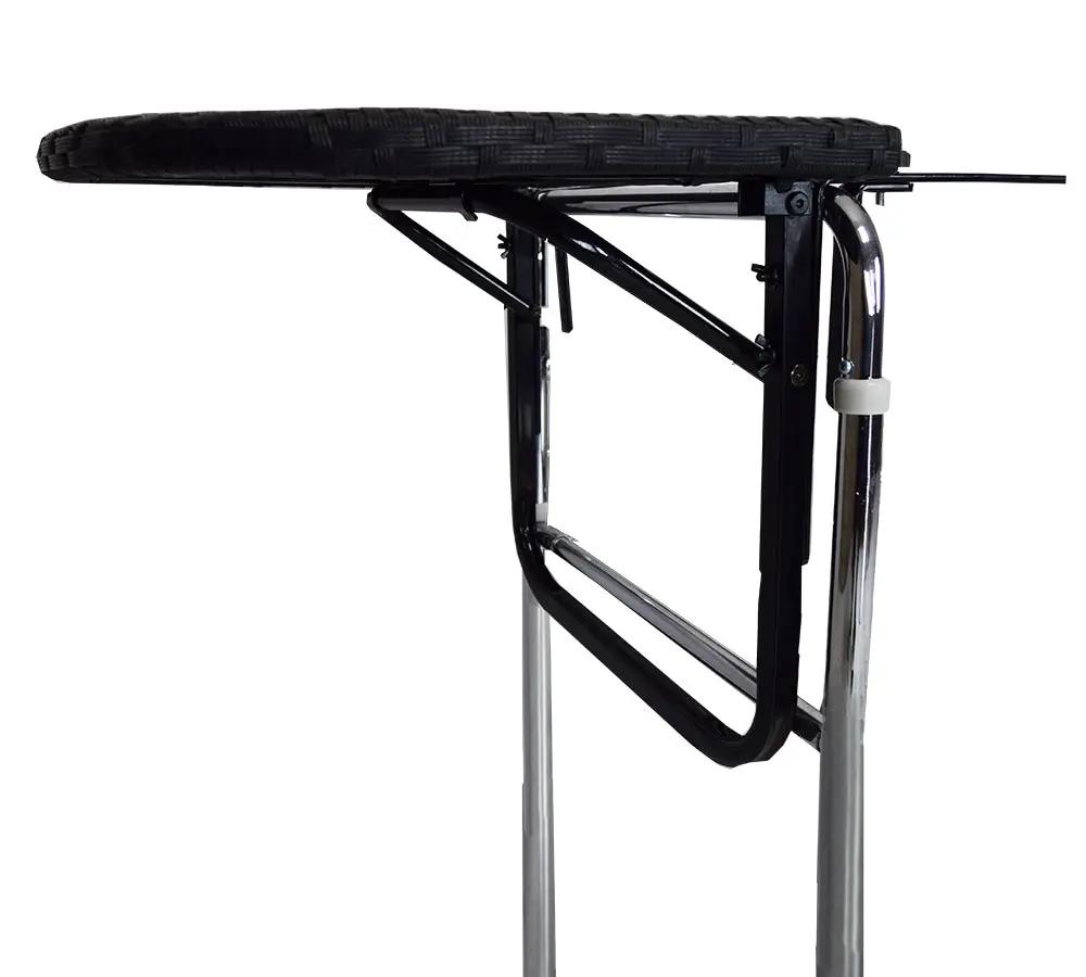Black Wicker Foldable Patio Balcony Table with Adjustable Clamps by Sharicks