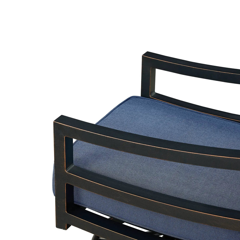 Pair of Black Aluminum Deep Seating Swivel Rocker Club Chairs with Cushions by Sharicks