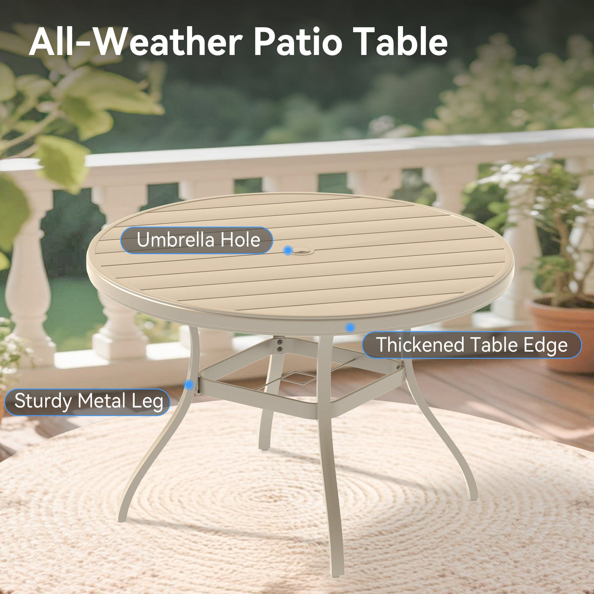 Sandstone 7-Piece Patio Dining Set with Metal Table - Waterproof Seats, photo 4 of 10