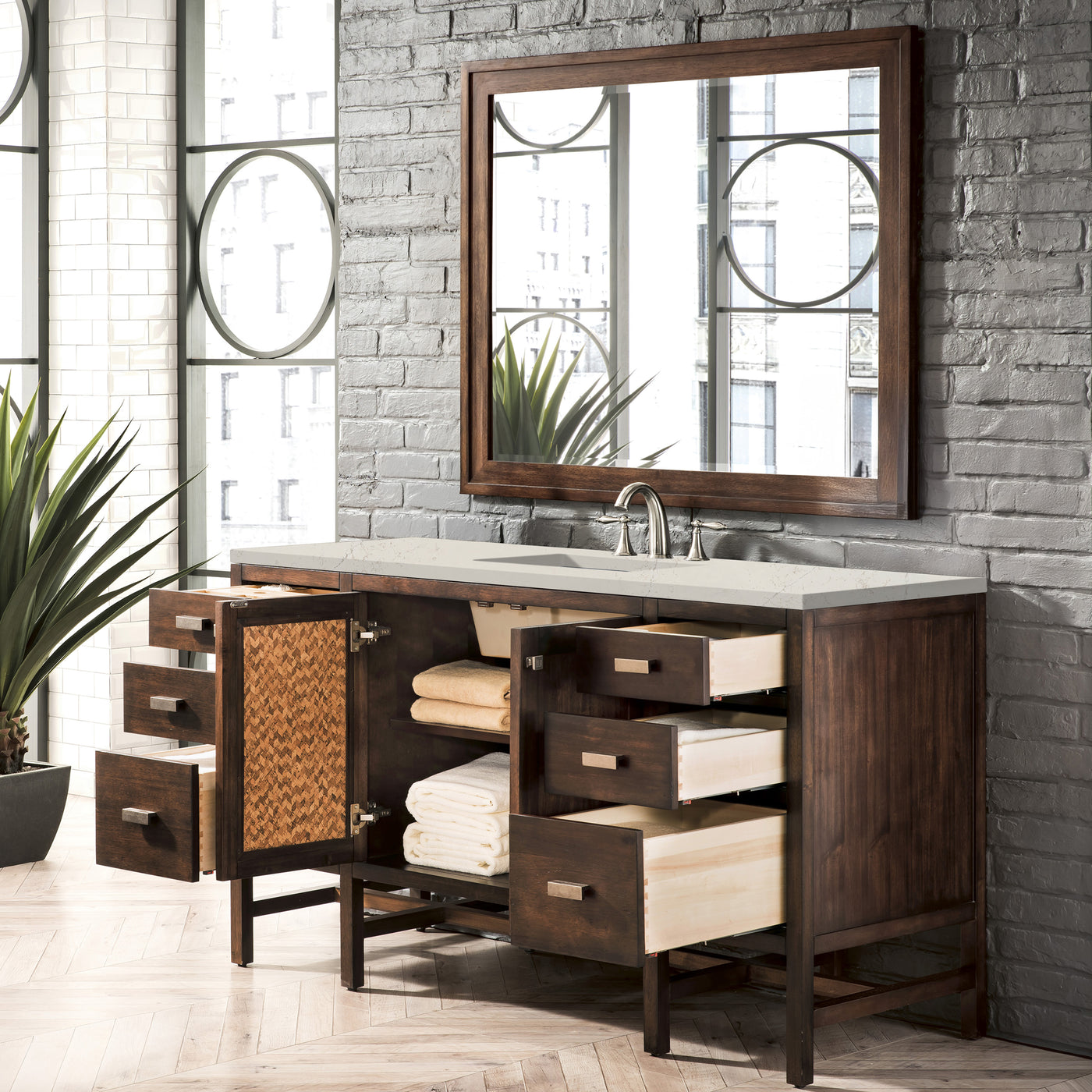 James Martin Addison 60" Single Bathroom Vanity, Mid-Century Acacia, view 39