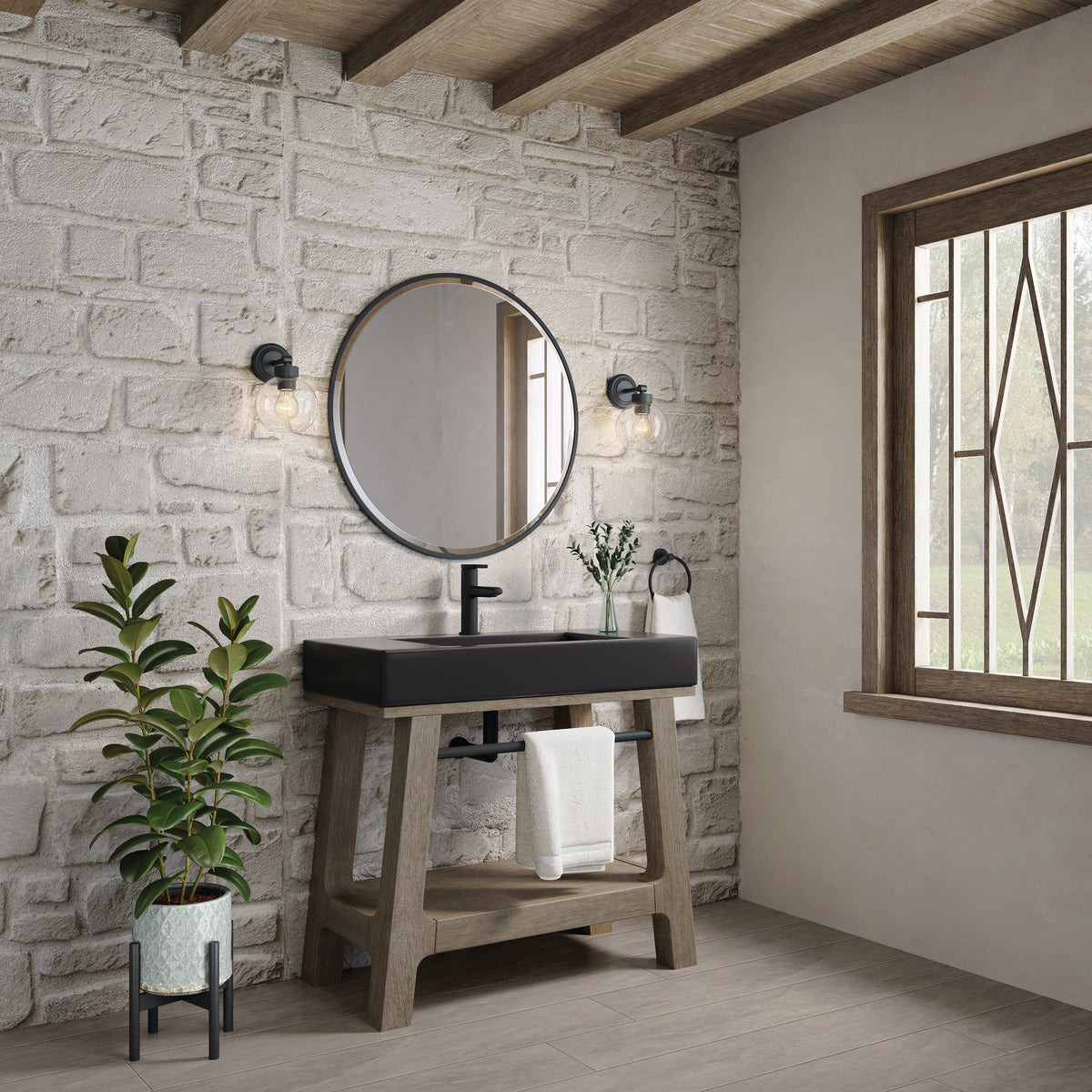 James Martin Auburn 36" Single Console Vanity, Weathered Timber, view 17