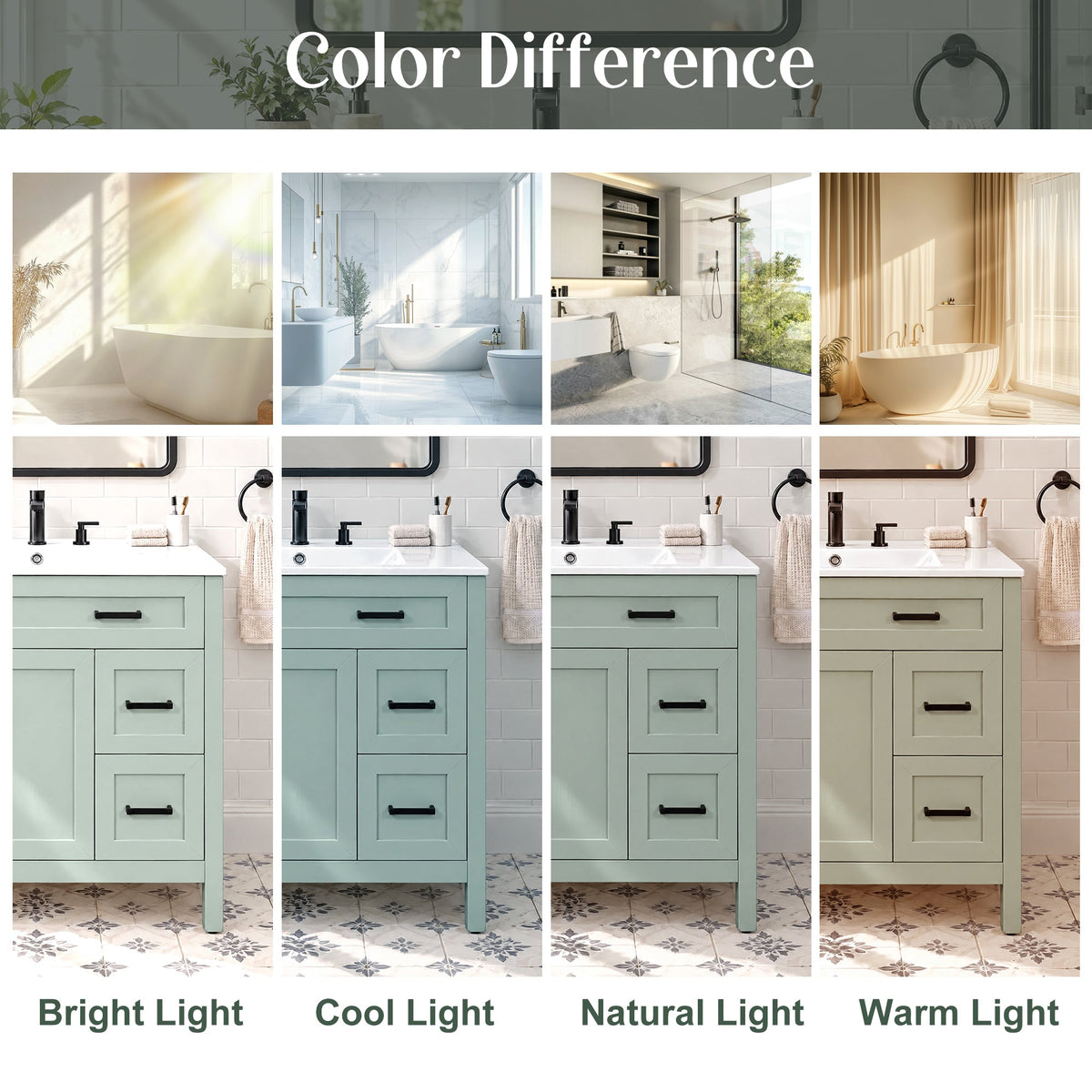 36-Inch Bathroom Vanity with Ceramic Sink, Soft-Close Doors, Sage Green, photo 8 of 10
