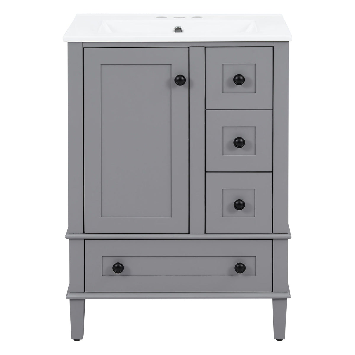 Bathroom Vanity With Integrated Basin, Soft Close Drawers, Door Mounted Double Layer Shelf, photo 3 of 16