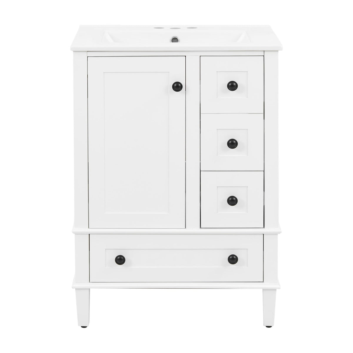 Bathroom Vanity With Integrated Basin, Soft Close Drawers, Door Mounted Double Layer Shelf, photo 2 of 16