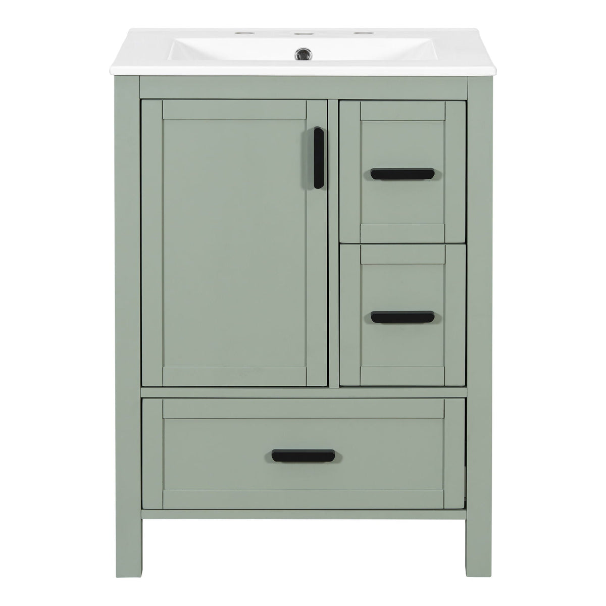 Bathroom Vanity With Sink, Soft-Close Doors, Double-Layer Shelf And 3 Drawers, photo 2 of 12