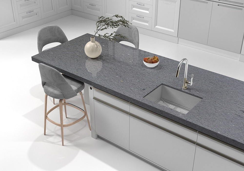 Vulcano Gray Honed Basalt Slab Random room scene 4
