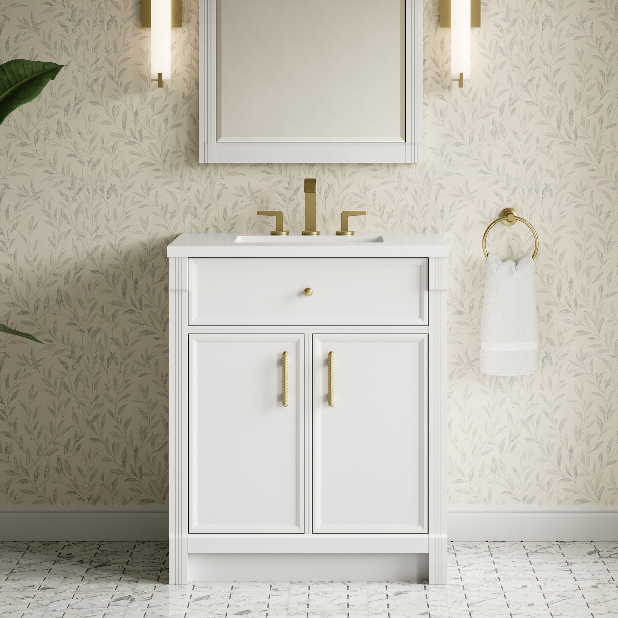 James Martin Bellshire 30" Single Bathroom Vanity, Bright White by James Martin