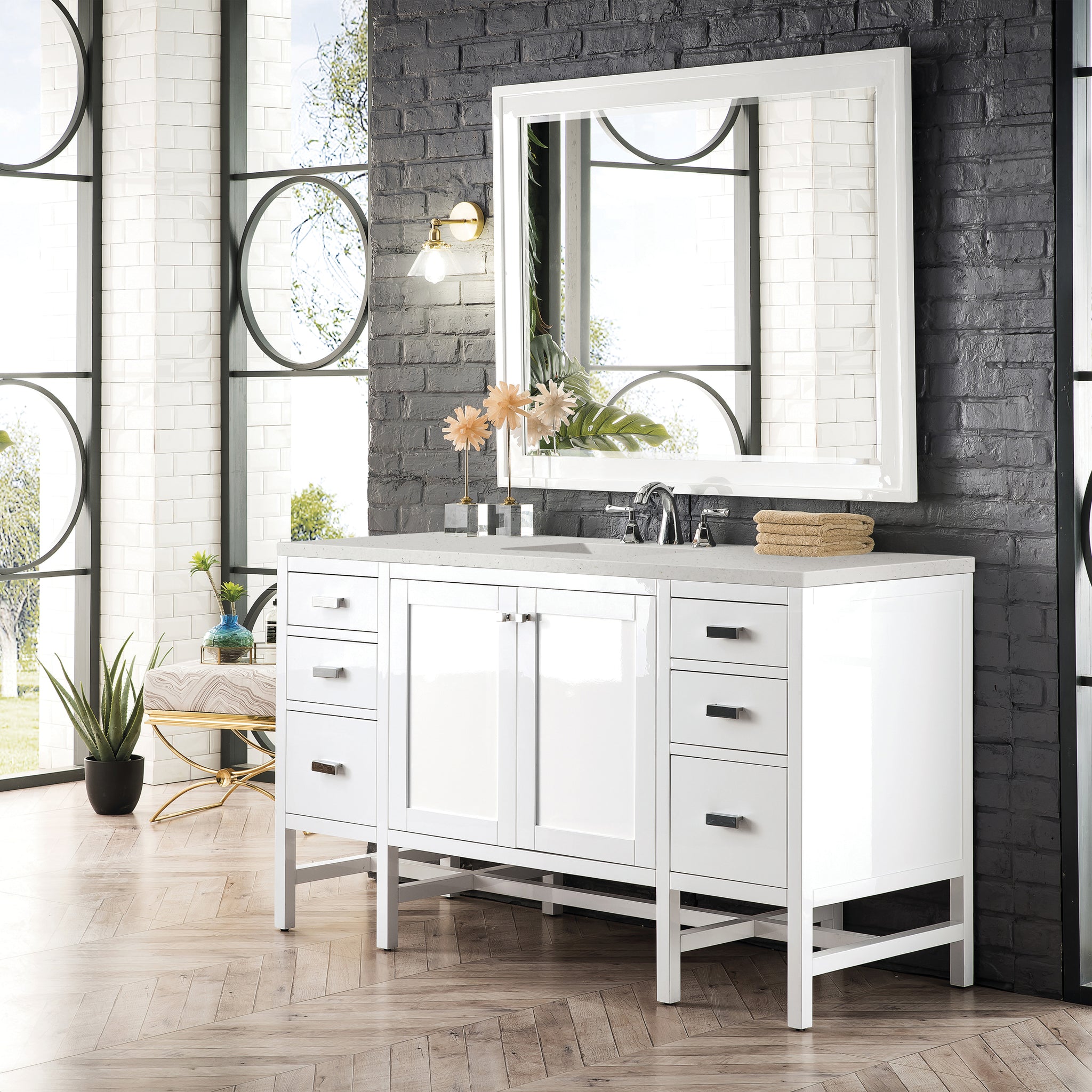 James Martin Addison 60" Single Bathroom Vanity, Glossy White, view 15