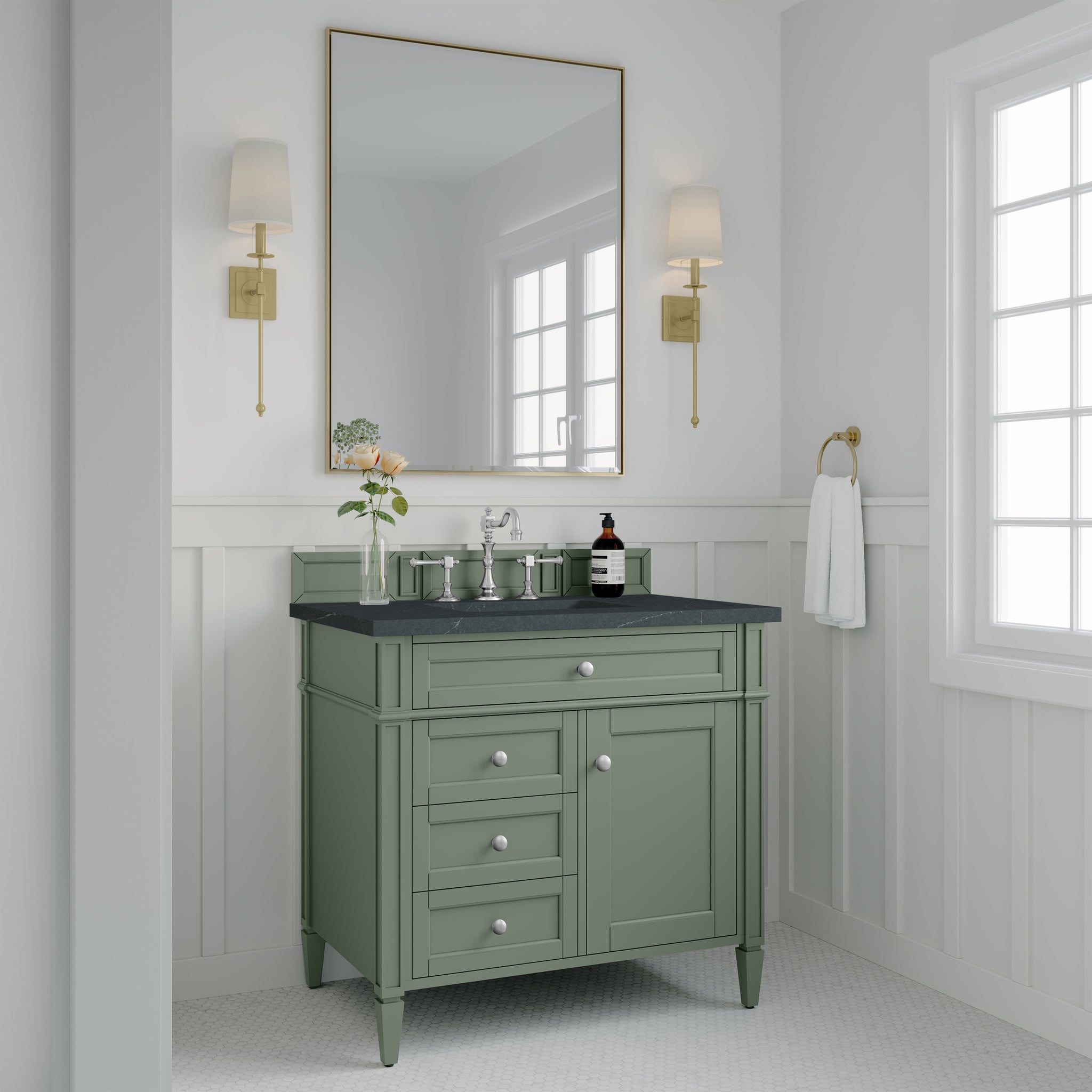 James Martin Brittany 36" Single Bathroom Vanity, Smokey Celadon by James Martin