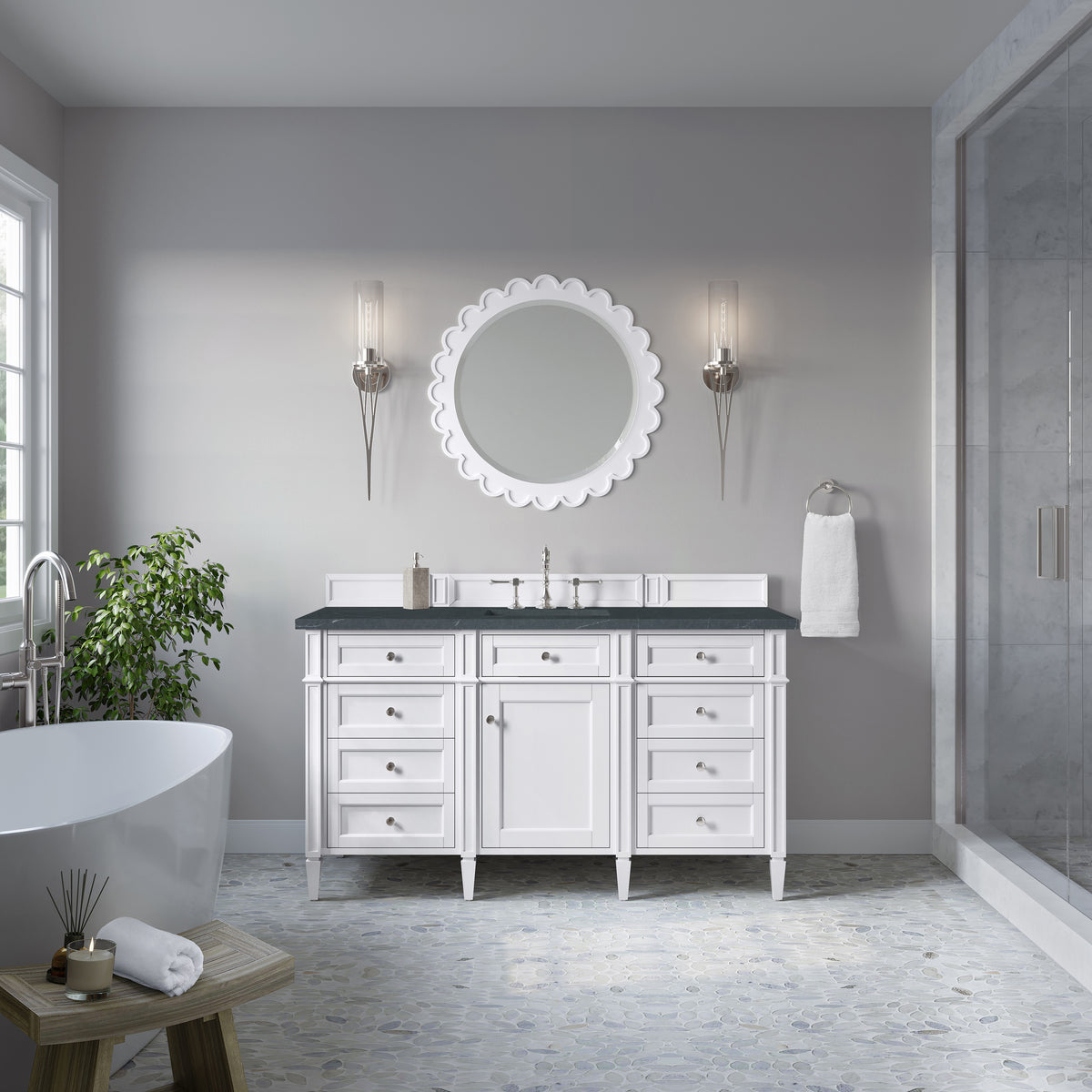 James Martin Brittany 60" Single Bathroom Vanity, Bright White, view 24