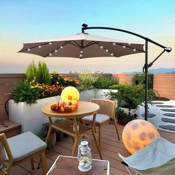 10 ft Outdoor Solar Powered LED Patio Umbrella with LED Lights - Mushroom, photo 2 of 7