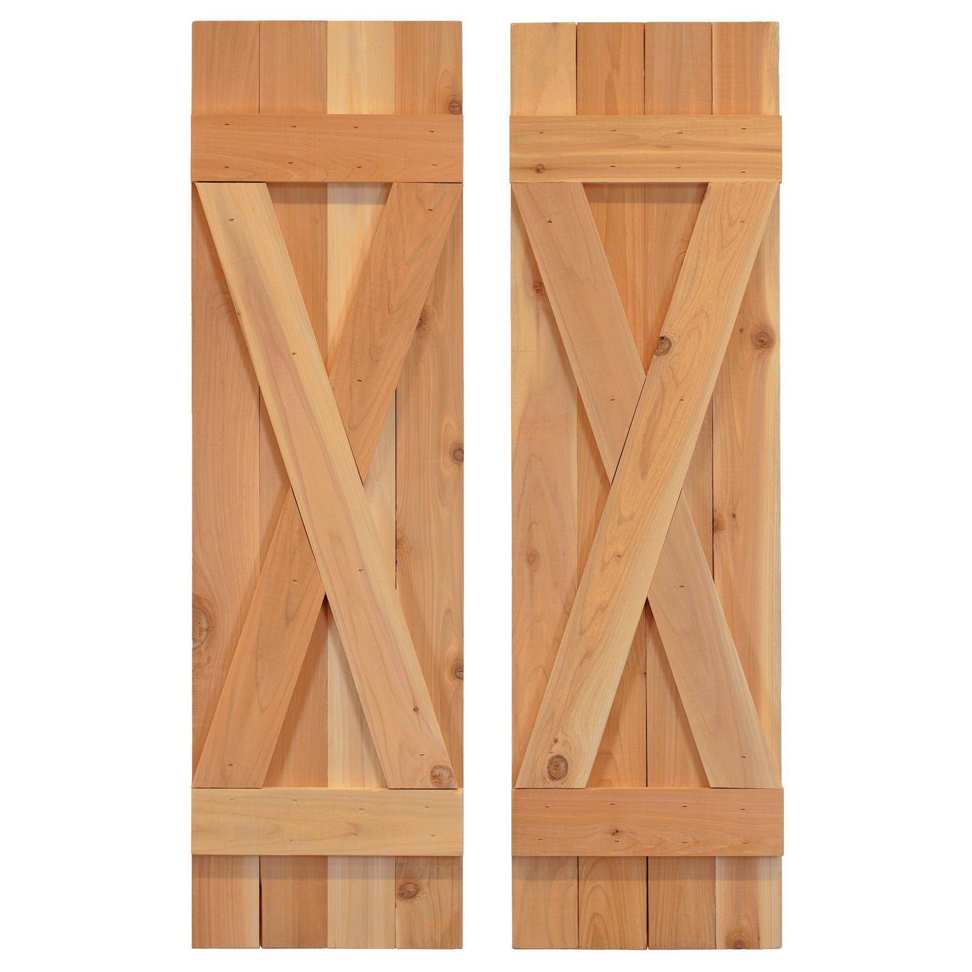 X-Bar Exterior Wood Shutters - Cedar - Set of 2 by Dogberrycollections